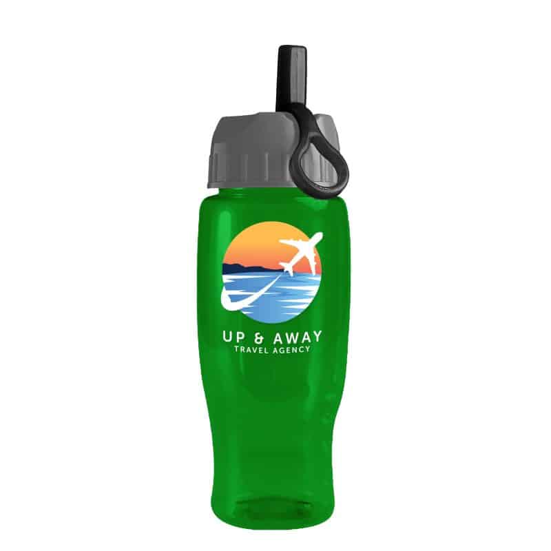 Custom Garyline® Poly+ Recycled Bottle with Ring-Straw Lid - 27 oz. - 3
