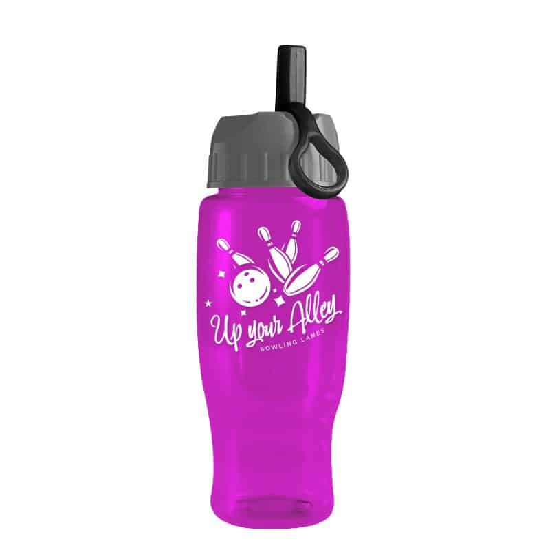 Custom Garyline® Poly+ Recycled Bottle with Ring-Straw Lid - 27 oz. - 4
