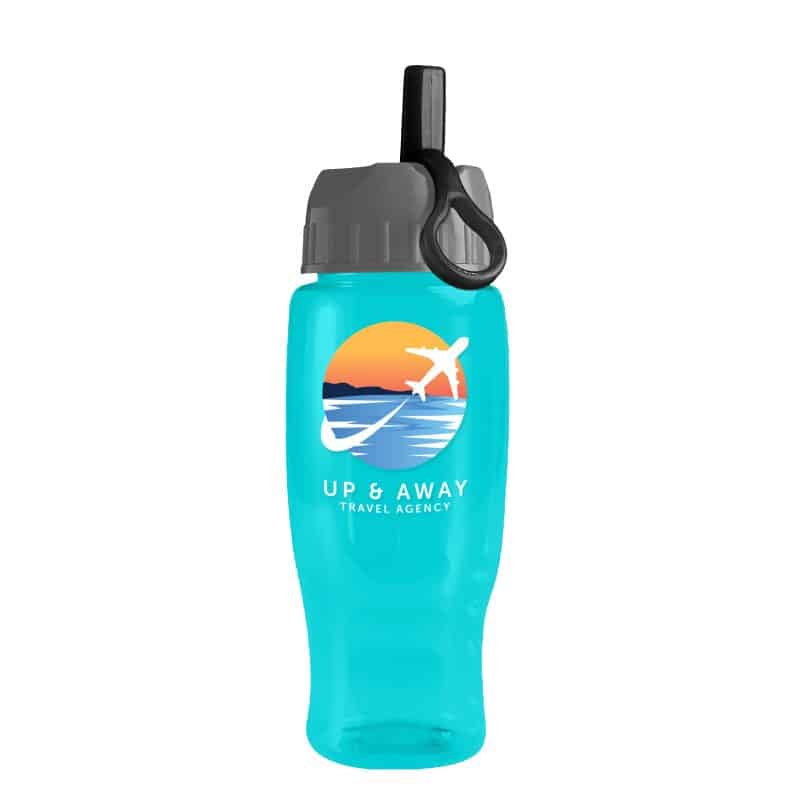 Custom Garyline® Poly+ Recycled Bottle with Ring-Straw Lid - 27 oz. - 7