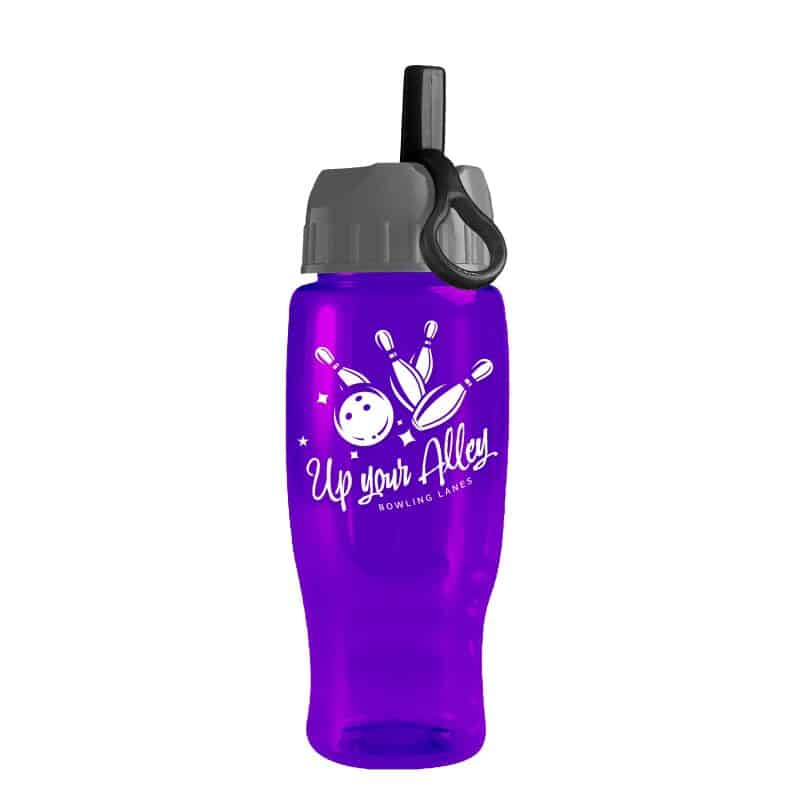 Custom Garyline® Poly+ Recycled Bottle with Ring-Straw Lid - 27 oz. - 8