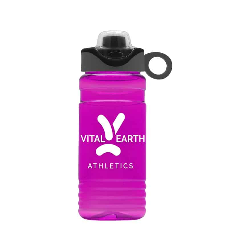 Custom Garyline® RPET Bottle with Two-Tone Drink-Thru Lid with Silicone Loop - 20 oz. - 4