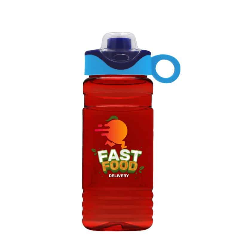 Custom Garyline® RPET Bottle with Two-Tone Drink-Thru Lid with Silicone Loop - 20 oz. - 5
