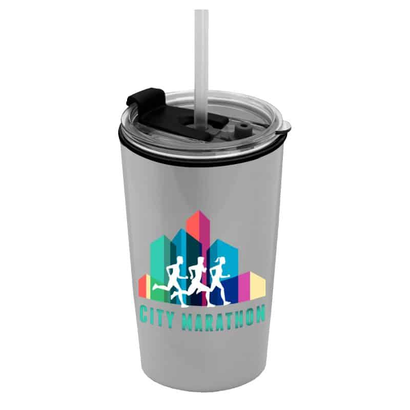 Custom Garyline® Sentinel Metallic Acrylic Tumbler with 2-in-1 Lid with Straw - 14 oz. - 3