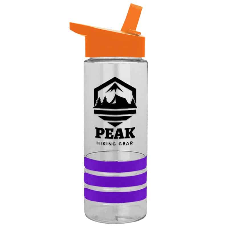 Custom Garyline® Sergeant Stripe Tritan® Bottle with Flip-Straw Lid and Stripe Bands - 24 oz. - 1