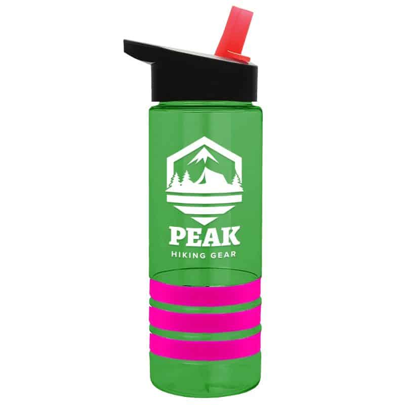 Custom Garyline® Sergeant Stripe Tritan® Bottle with Flip-Straw Lid and Stripe Bands - 24 oz. - 6