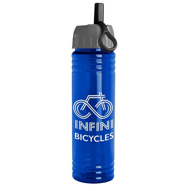 Custom Garyline® Slim Fit RPET Bottle with Ring-Straw Lid - 24 oz. - 2