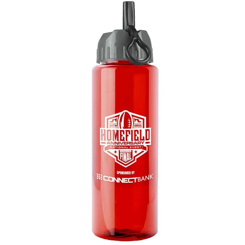 Custom Garyline® Slim Fit RPET Bottle with Ring-Straw Lid - 32 oz. - 2