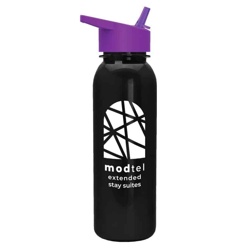 Custom Garyline® Terrain Metallike Bottle with Flip-Straw Lid - 24 oz. - 2