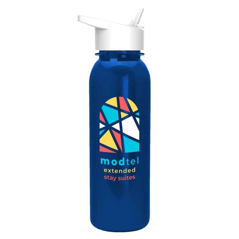 Custom Garyline® Terrain Metallike Bottle with Flip-Straw Lid - 24 oz. - 4