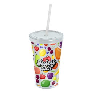 Custom Garyline® Transparent Tumbler with Straw Lid and Full-Color Insert - 16 oz.