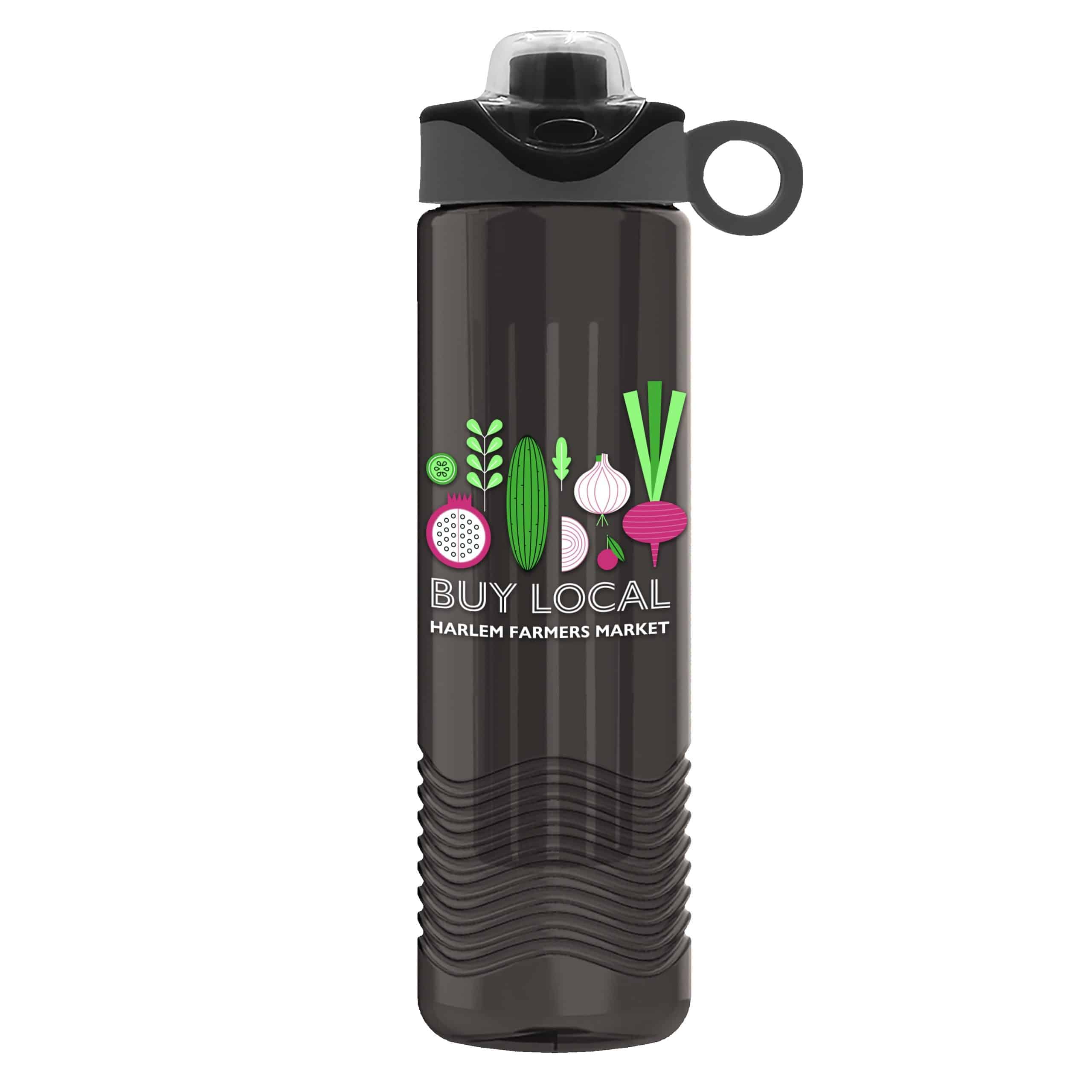 Custom Garyline® Wave Tritan® Bottle with Two-Tone Drink-Thru Lid with Silicone Loop and Infuser - 24 oz. - 1