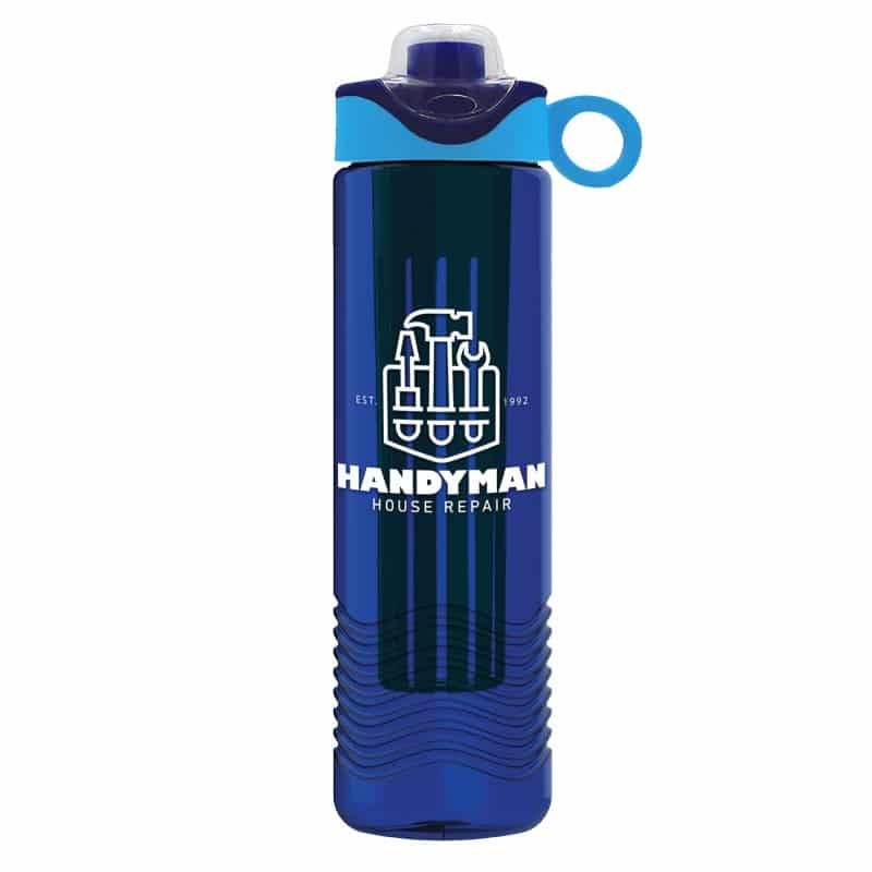 Custom Garyline® Wave Tritan® Bottle with Two-Tone Drink-Thru Lid with Silicone Loop and Infuser - 24 oz. - 2