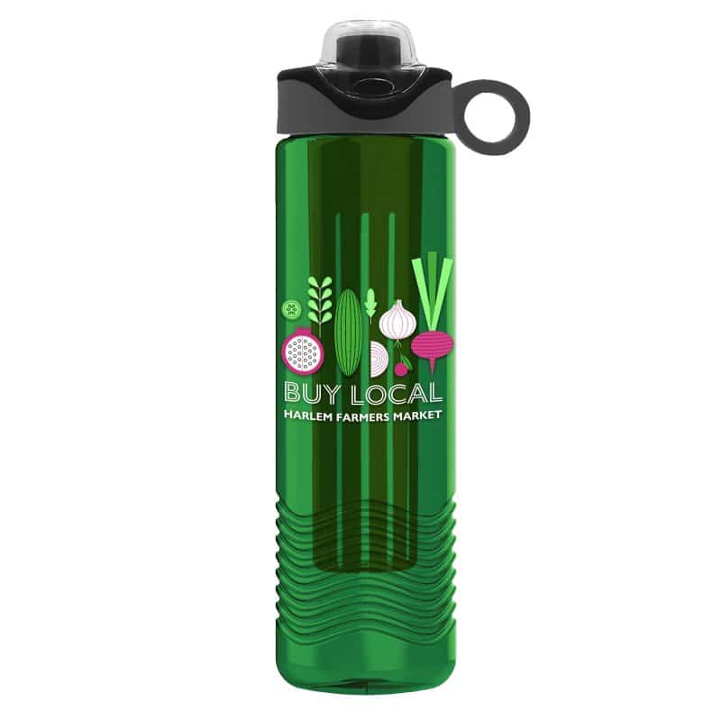 Custom Garyline® Wave Tritan® Bottle with Two-Tone Drink-Thru Lid with Silicone Loop and Infuser - 24 oz. - 3