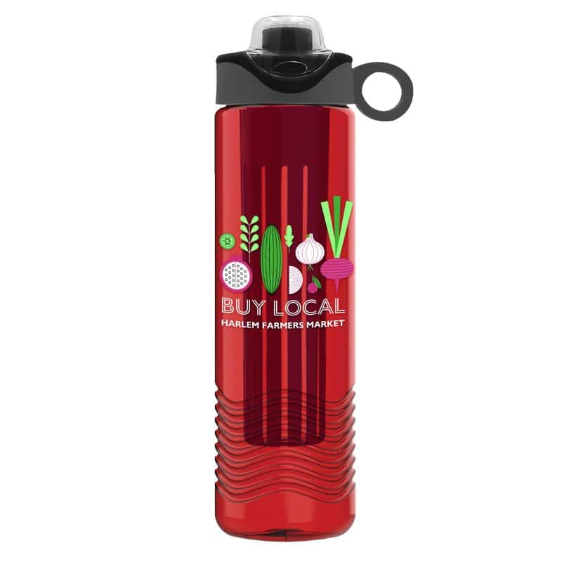 Custom Garyline® Wave Tritan® Bottle with Two-Tone Drink-Thru Lid with Silicone Loop and Infuser - 24 oz. - 5