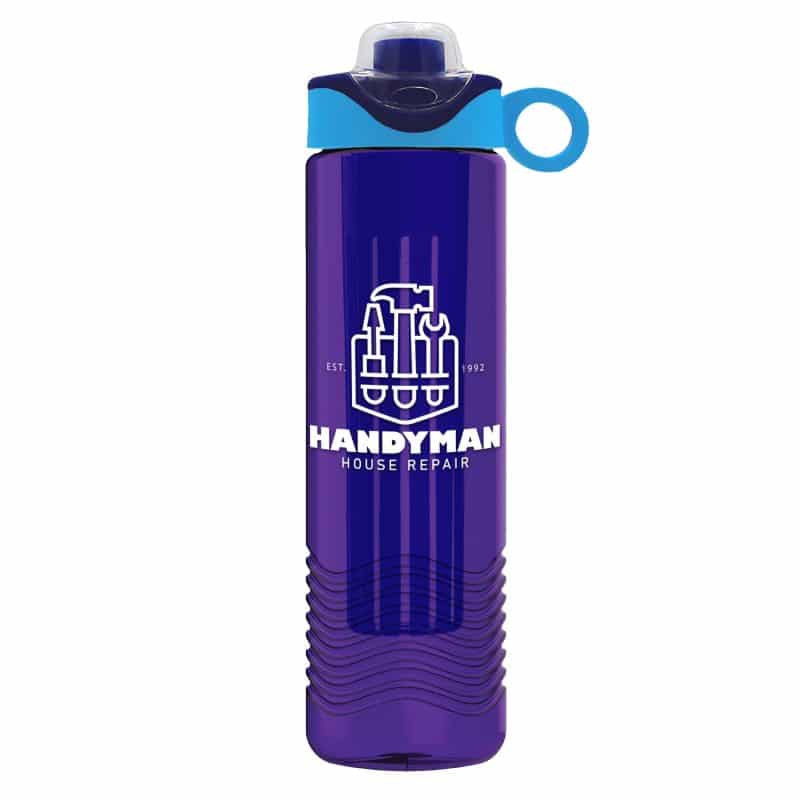 Custom Garyline® Wave Tritan® Bottle with Two-Tone Drink-Thru Lid with Silicone Loop and Infuser - 24 oz. - 6