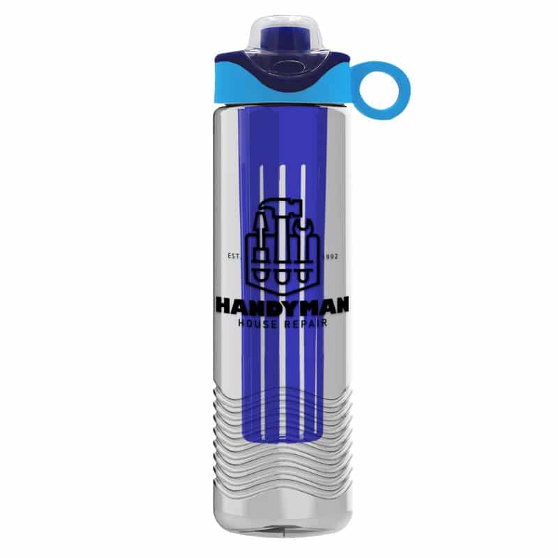 Custom Garyline® Wave Tritan® Bottle with Two-Tone Drink-Thru Lid with Silicone Loop and Infuser - 24 oz.