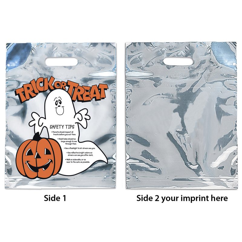 Custom Ghost - Sliver Reflective Halloween Bag - Flexo Ink Print - 1