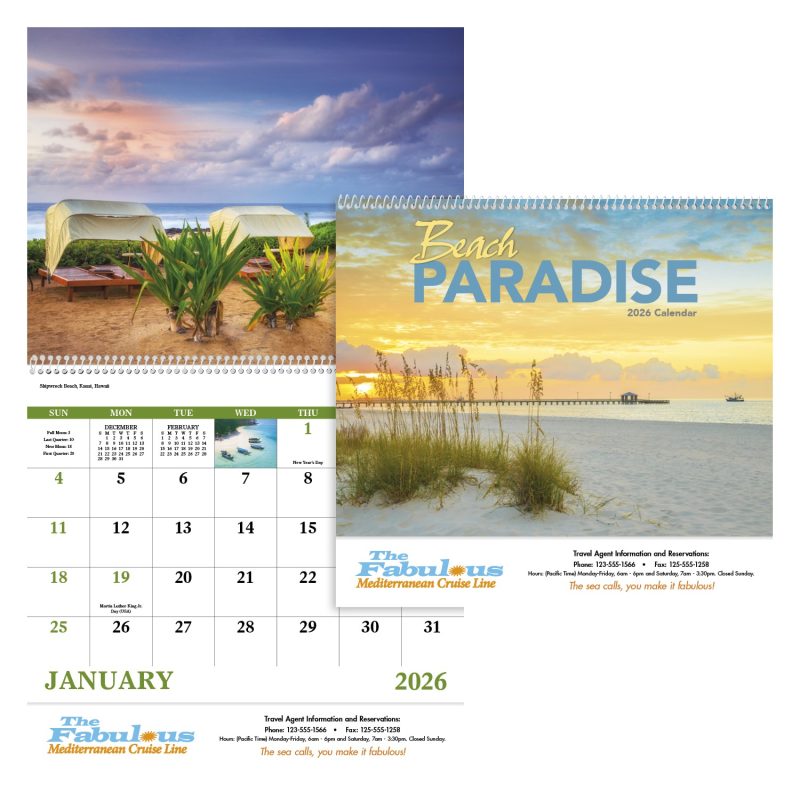 Custom Good Value™ Beach Paradise - Spiral Calendar - 1