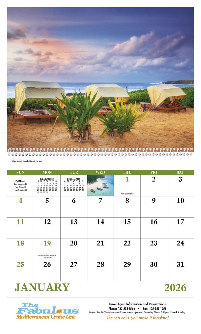 Custom Good Value™ Beach Paradise - Spiral Calendar - 3