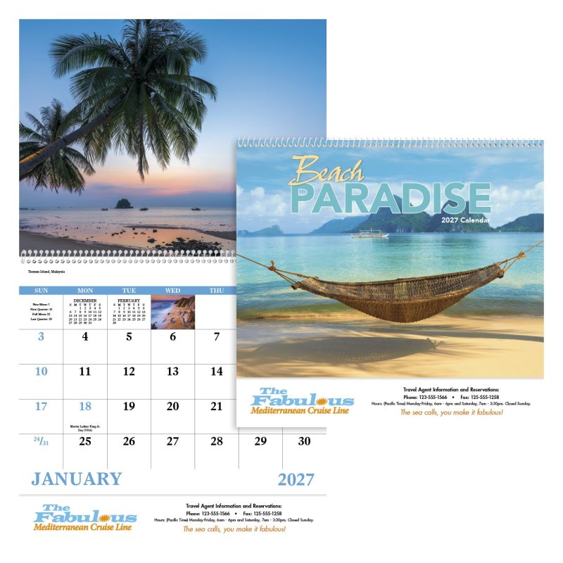 Custom Good Value™ Beach Paradise - Spiral Calendar
