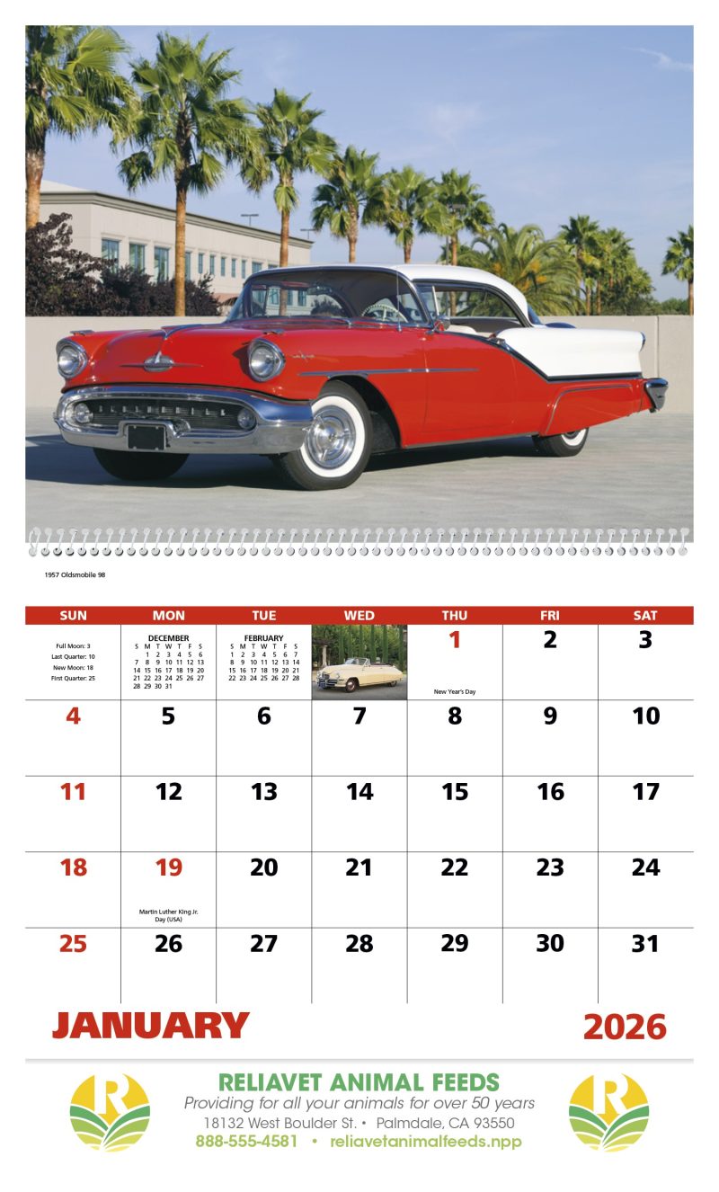 Custom Good Value™ Classic Autos - Spiral Calendar - 3