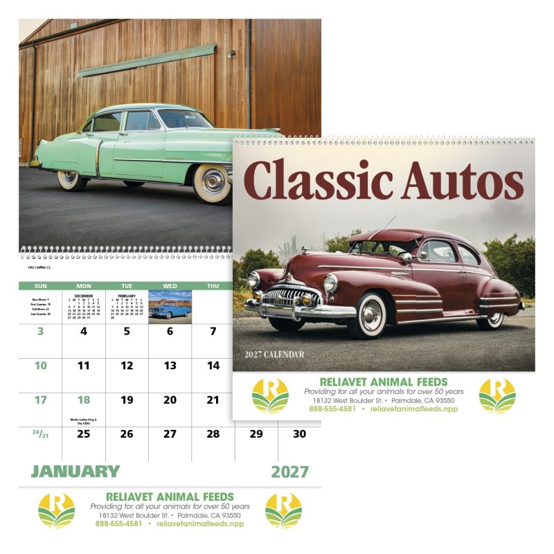 Custom Good Value™ Classic Autos - Spiral Calendar