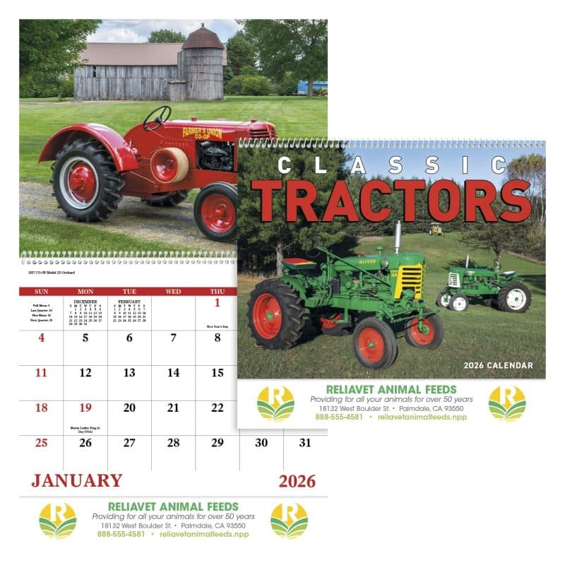 Custom Good Value™ Classic Tractor - Spiral Calendar - 1