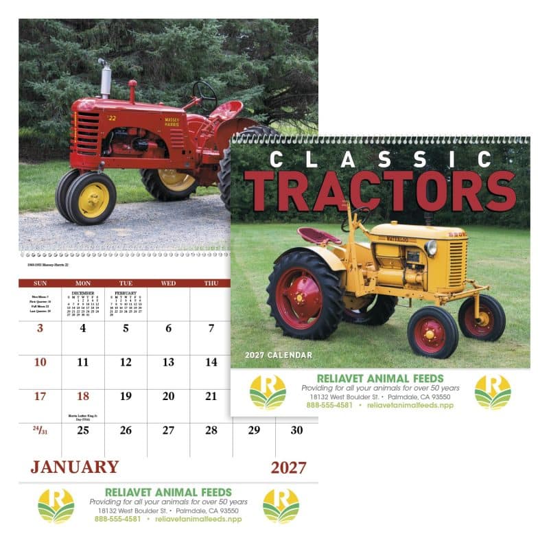 Custom Good Value™ Classic Tractor - Spiral Calendar