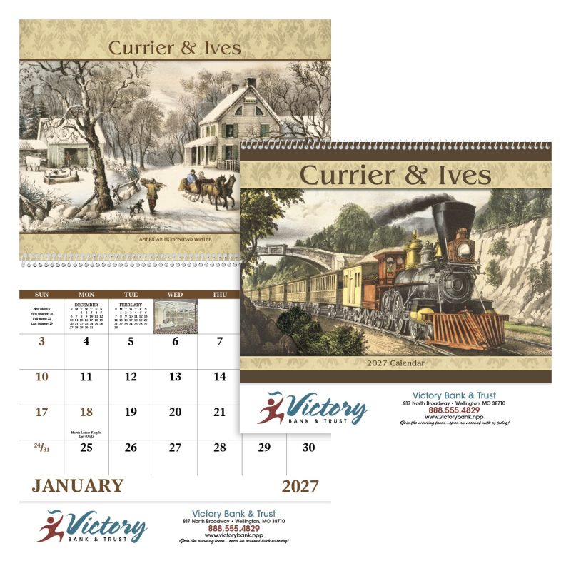 Custom Good Value™ Currier & Ives - Spiral Calendar