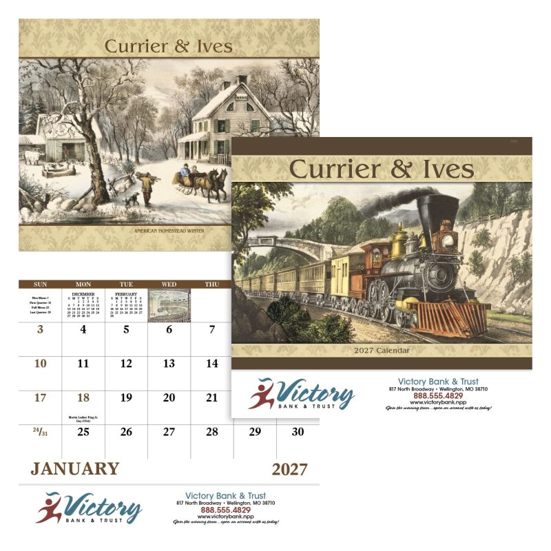 Custom Good Value™ Currier & Ives - Stapled Calendar