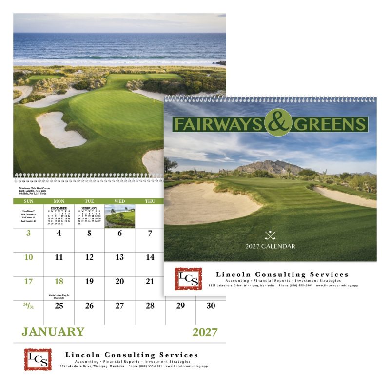 Custom Good Value™ Fairways & Greens - Spiral Calendar