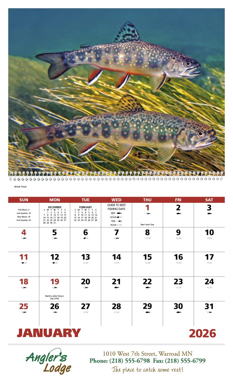 Custom Good Value™ Fishing - Spiral Calendar - 3