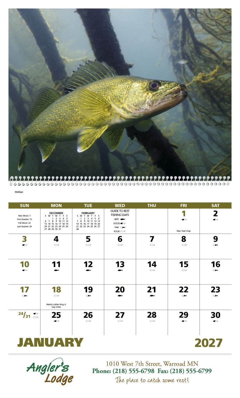 Custom Good Value™ Fishing - Spiral Calendar - 6