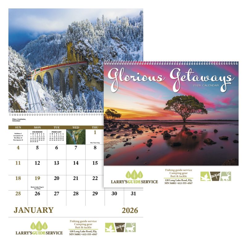 Custom Good Value™ Glorious Getaways - Spiral Calendar - 1