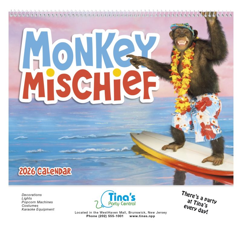 Custom Good Value™ Monkey Mischief - Spiral Calendar - 2