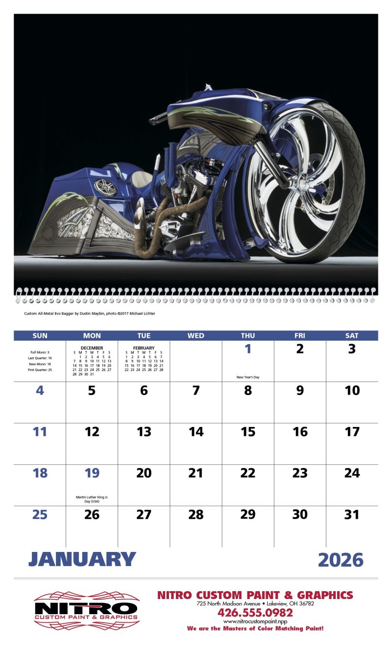 Custom Good Value™ Motorcycles - Spiral Calendar - 3