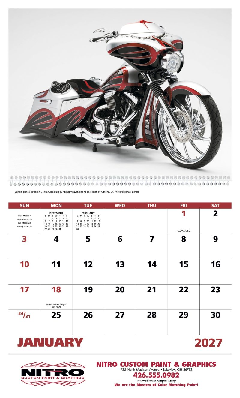 Custom Good Value™ Motorcycles - Spiral Calendar - 6