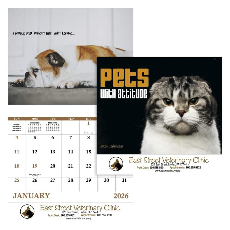 Custom Good Value™ Pets with Attitude - Stapled Calendar - 1