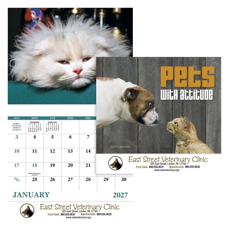 Custom Good Value™ Pets with Attitude - Stapled Calendar