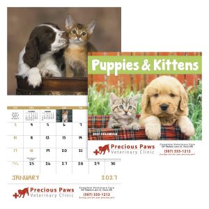 Custom Good Value™ Puppies & Kittens - Stapled Calendar