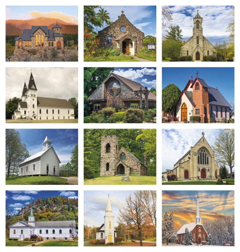Custom Good Value™ Scenic Churches - Spiral Calendar - 4