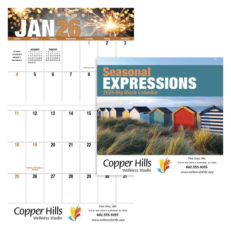 Custom Good Value™ Seasonal Expressions Big Block - Stapled Calendar - 1