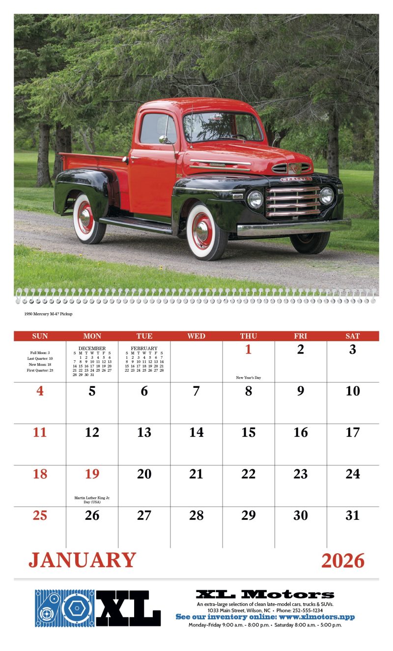 Custom Good Value™ Treasured Trucks - Spiral Calendar - 3