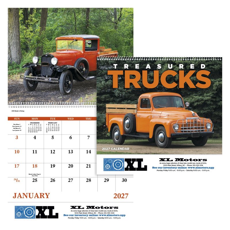 Custom Good Value™ Treasured Trucks - Spiral Calendar