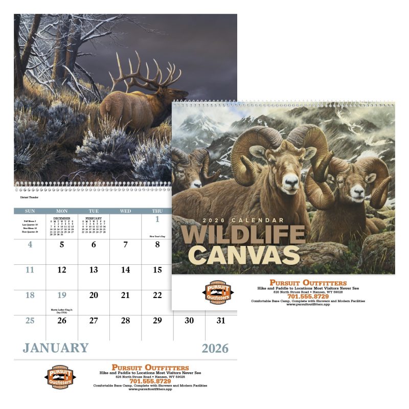 Custom Good Value™ Wildlife Canvas - Spiral Calendar - 1