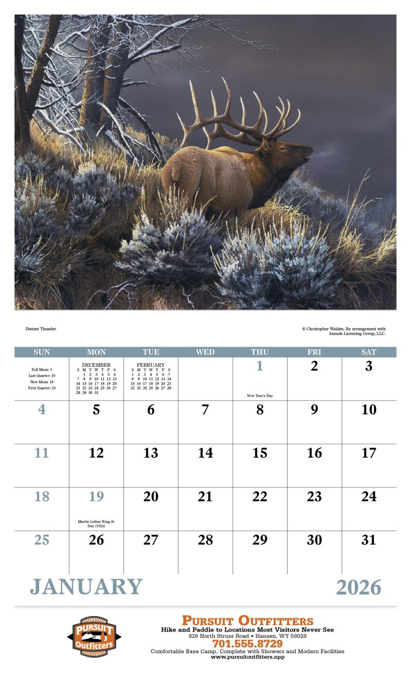 Custom Good Value™ Wildlife Canvas - Stapled Calendar - 3