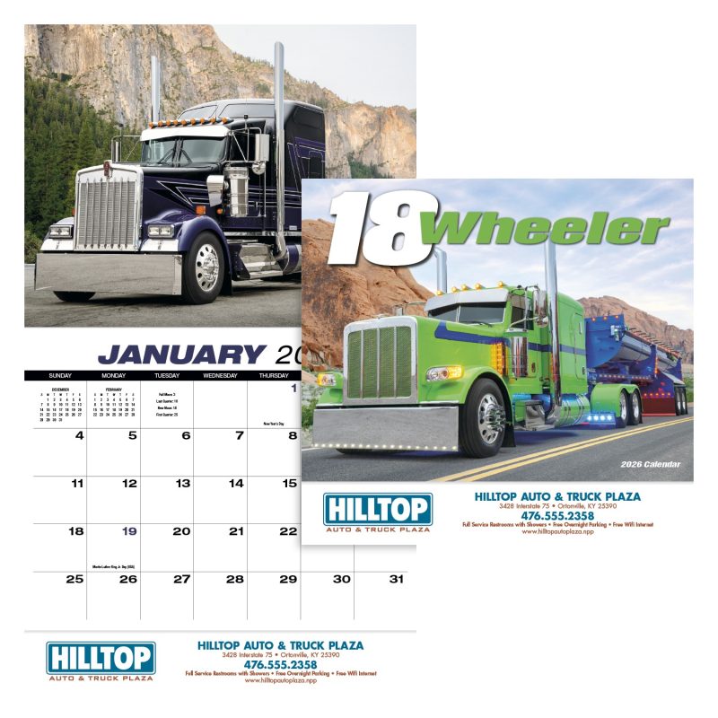 Custom HotLine® Products 18-Wheeler Wall Appointment Calendar - Stapled - 1