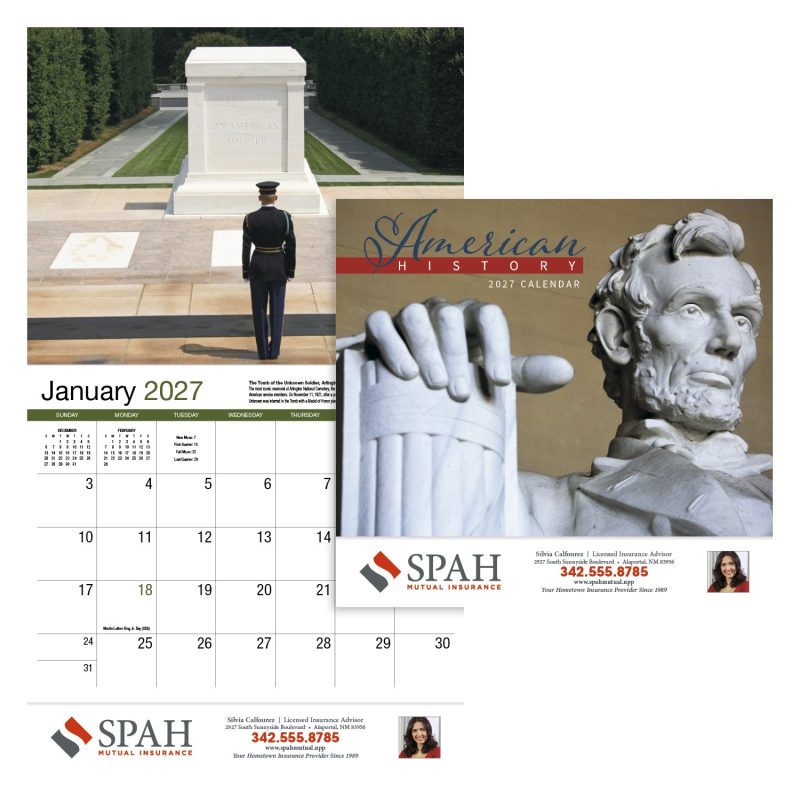 Custom HotLine® Products American History Appointment Calendar - Stapled