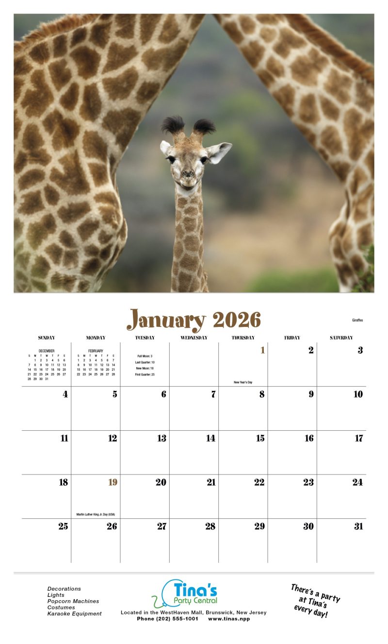 Custom HotLine® Products Animal Babies Appointment Calendar - Stapled - 3