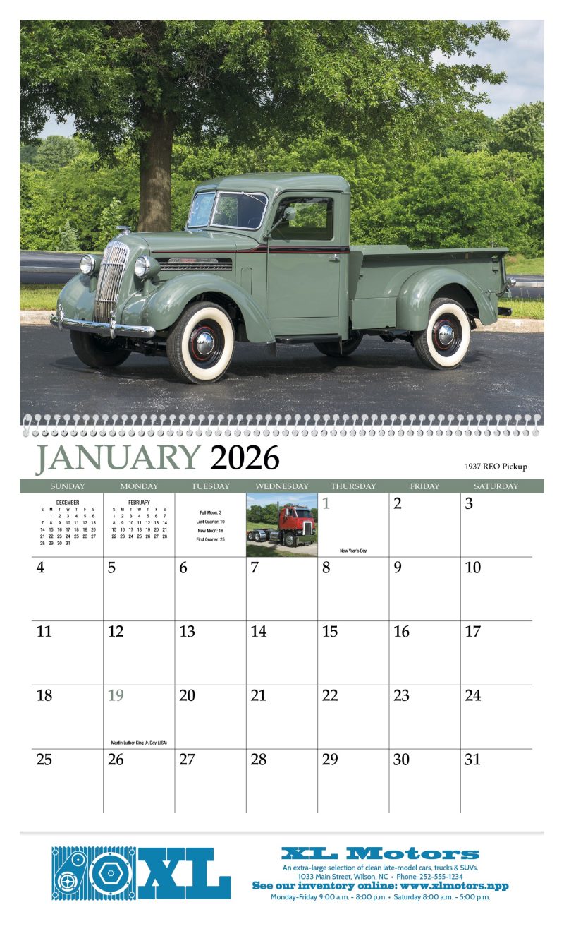 Custom HotLine® Products Classic Trucks Appointment Calendar - Spiral - 3